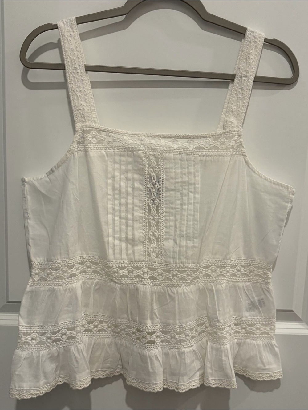 Calypso St. Barth White Lace Trim Sleeveless Cotton Tank